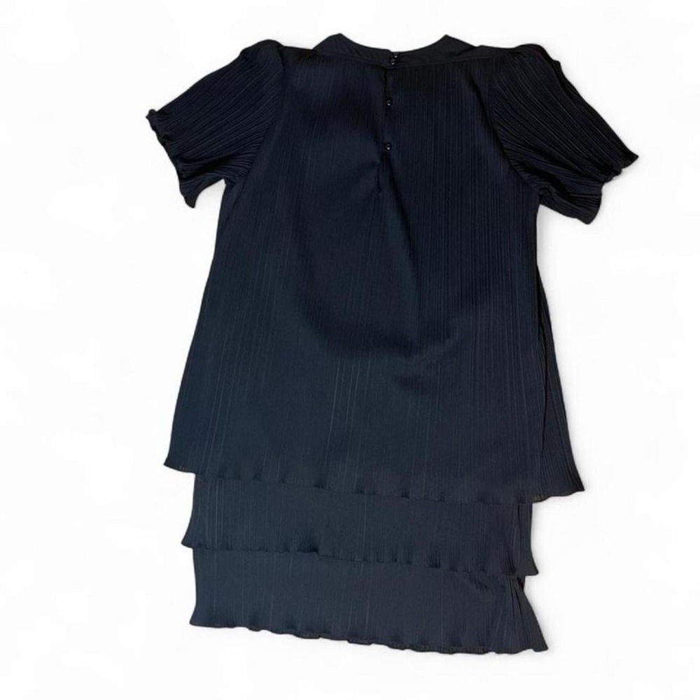 Vintage Black Pleated Tiered Dress Women's Large Party Minimalist Whimsygoth - Picture 5 of 7
